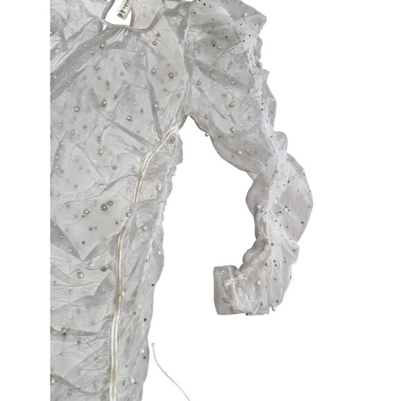 FOR LOVE & LEMONS Pearl Mesh Ruched Sheer Dress Size Small - Picture 5 of 10